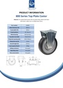 800 series 160mm fixed top plate 135x114mm castor with black elastic rubber on welded steel centre ball bearing wheel 450kg - Spec Sheet