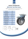 800 series 160mm swivel/brake top plate 135x110mm castor with black elastic rubber on welded steel centre ball bearing wheel 450kg - Spec Sheet