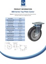 800 series 200mm swivel top plate 135x110mm castor with black elastic rubber on welded steel centre ball bearing wheel 600kg - Spec Sheet