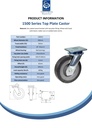 1500 series 200mm swivel top plate 135x110mm castor with black elastic rubber on welded steel centre ball bearing wheel 600kg - Spec Sheet