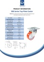 300 series 80mm swivel top plate 100x80mm castor with polyurethane on nylon centre roller bearing wheel 120kg - Spec sheet