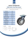 1500 series 125mm swivel top plate 135x110mm castor with  black elastic rubber on nylon centre ball bearing wheel 320kg - Spec sheet