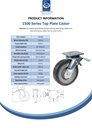 1500 series 125mm swivel/brake top plate 135x110mm castor with black elastic rubber on nylon centre ball bearing wheel 320kg - Spec sheet