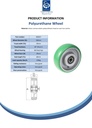 Wheel series 160mm green convex elastic polyurethane on cast iron centre 20mm bore hub length 60mm ball bearing 550kg - Spec sheet