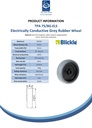 Wheel series 75mm electrically conductive grey TPR-rubber on polypropylene centre 8mm bore hub length 30mm plain bearing 50kg - Spec sheet