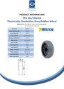 Wheel series 100mm electrically conductive grey TPR-rubber on polypropylene centre 12mm bore hub length 35mm plain bearing 70kg - Spec sheet