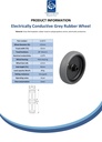 Wheel series 125mm electrically conductive grey TPR-rubber on polypropylene centre 12mm bore hub length 45mm plain bearing 80kg - Spec sheet