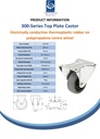 300 series 100mm fixed top plate 100x84mm castor with electrically conductive grey TPR-rubber on polypropylene centre plain bearing wheel 70kg - Spec sheet