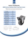 300SS series 100mm stainless steel fixed top plate 100x85mm castor with electrically conductive grey TPR-rubber on polypropylene centre plain bearing wheel 70kg - Spec sheet