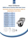 300SS series 80mm stainless steel swivel/brake bolt hole 13mm castor with electrically conductive grey TPR-rubber on polypropylene centre plain bearing wheel 65kg - Spec sheet