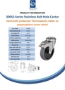 300SS series 125mm stainless steel swivel/brake bolt hole 13mm castor with electrically conductive grey TPR-rubber on polypropylene centre plain bore wheel 80kg - Spec sheet