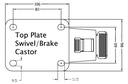 322 series 100mm swivel/brake top plate 106x86mm - Plate drawing