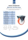 300 series 125mm fixed top plate 146x107mm castor with polyurethane on nylon centre ball bearing wheel 350kg - Spec sheet
