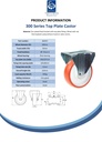 300 series 200mm fixed top plate 146x107mm castor with polyurethane on nylon centre plain bearing wheel 350kg - Spec sheet