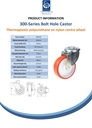 300 series 100mm swivel bolt hole 10,5mm castor with polyurethane on nylon centre roller bearing wheel 150kg - Spec sheet