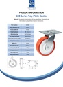 500 series 150mm swivel top plate 140x110mm castor with polyurethane on nylon centre ball bearing wheel 500kg - Spec sheet