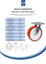500 series 200mm swivel top plate 140x110mm castor with polyurethane on nylon centre ball bearing wheel 500kg