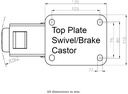 800 series 125mm swivel/brake top plate 135x110mm - Plate drawing