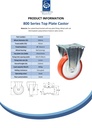 800 series 150mm fixed top plate 135x114mm castor with polyurethane on nylon centre ball bearing wheel 600kg - Spec sheet