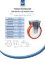 800 series 200mm fixed top plate 135x114mm castor with polyurethane on nylon centre ball bearing wheel 750kg - Spec sheet