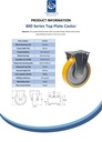 800 series 125mm fixed top plate 135x114mm castor with polyurethane on cast iron centre ball bearing wheel 500kg - Spec sheet