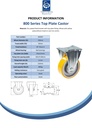 800 series 150mm fixed top plate 135x114mm castor with polyurethane on cast iron centre ball bearing wheel 800kg - Spec sheet
