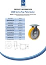 1500 series 125mm fixed top plate 135x110mm castor with polyurethane on cast iron centre ball bearing wheel 500kg - Spec sheet