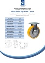1500 series 200mm fixed top plate 135x110mm castor with polyurethane on cast iron centre ball bearing wheel 1000kg - Spec sheet