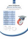800 series 125mm swivel top plate 135x110mm castor with polyurethane on nylon centre ball bearing wheel 500kg - Spec sheet