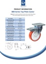 800 series 150mm swivel/brake top plate 135x110mm castor with polyurethane on nylon centre ball bearing wheel 600kg - Spec sheet