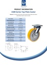 1500 series 125mm swivel top plate 135x110mm castor with polyurethane on cast iron centre ball bearing wheel 500kg - Spec sheet