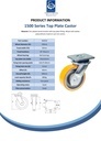 1500 series 150mm swivel top plate 135x110mm castor with polyurethane on cast iron centre ball bearing wheel 800kg - Spec sheet