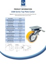 1500 series 150mm swivel/brake top plate 135x110mm castor with polyurethane on cast iron centre ball bearing wheel 800kg - Spec sheet