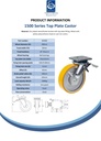 1500 series 200mm swivel/brake top plate 135x110mm castor with polyurethane on cast iron centre ball bearing wheel 1000kg - Spec sheet