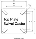 100 series 35mm Blickle swivel top plate 60x60mm - Plate drawing