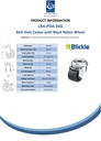 100 series 35mm Blickle swivel bolt hole 10mm castor with black nylon plain bearing wheel 75kg - Spec sheet
