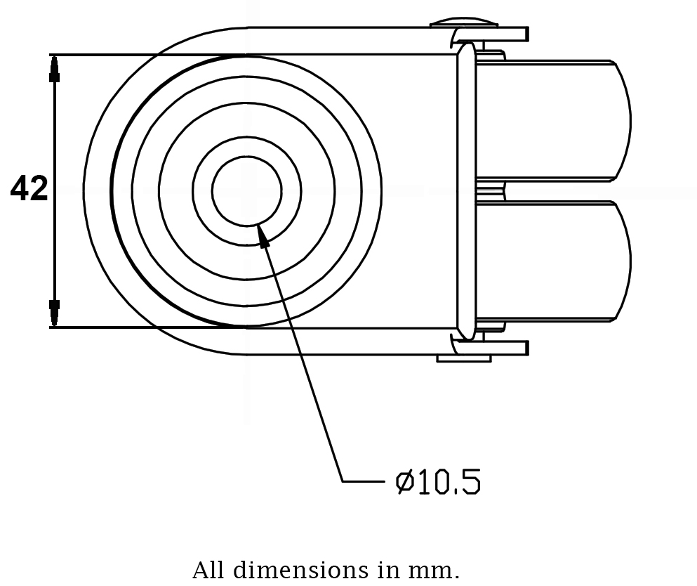 100 series 2x50mm swivel bolt hole 10mm - Plate drawing