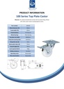 100 series 50mm swivel/brake top plate 60x60mm castor with nylon tread on polypropylene centre plain bearing wheel 50kg - Spec sheet