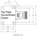 300 series 125mm swivel/brake top plate 100x80mm - Plate drawing