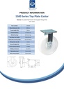 1500 series 200mm fixed top plate 135x110mm castor with nylon ball bearing wheel 1100kg - Spec sheet