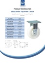 1500 series 250mm fixed top plate 135x110mm castor with nylon ball bearing wheel 1500kg - Spec sheet