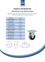 100 series 50mm fixed top plate 60x60mm castor with electrically conductive grey TPR-rubber on polypropylene centre plain bearing wheel 30kg - Spec sheet