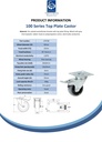 100 series 50mm swivel/brake top plate 60x60mm castor with electrically conductive grey TPR-rubber on polypropylene centre plain bearing wheel 30kg - Spec sheet
