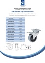 100 series 75mm swivel/brake top plate 60x60mm castor with electrically conductive grey TPR-rubber on polypropylene centre plain bearing wheel 50kg - Spec sheet