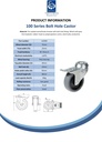 100 series 75mm swivel/brake bolt hole 10mm castor with electrically conductive grey TPR-rubber on polypropylene centre plain bearing wheel 50kg - Spec sheet