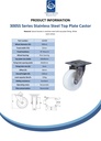 300SS series 100mm stainless steel swivel top plate 100x85mm castor with nylon plain bearing wheel 150kg - Spec sheet
