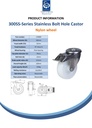 300SS series 100mm stainless steel swivel/brake bolt hole 12mm castor with nylon plain bearing wheel 150kg - Spec sheet