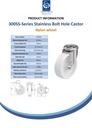 300SS series 125mm stainless steel swivel bolt hole 12mm castor with nylon plain bearing wheel 150kg - Spec sheet