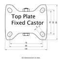 400SS series 100mm stainless steel fixed top plate 100x85mm - Plate drawing