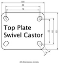 400SS series 125mm stainless steel swivel top plate 100x85mm - Plate drawing